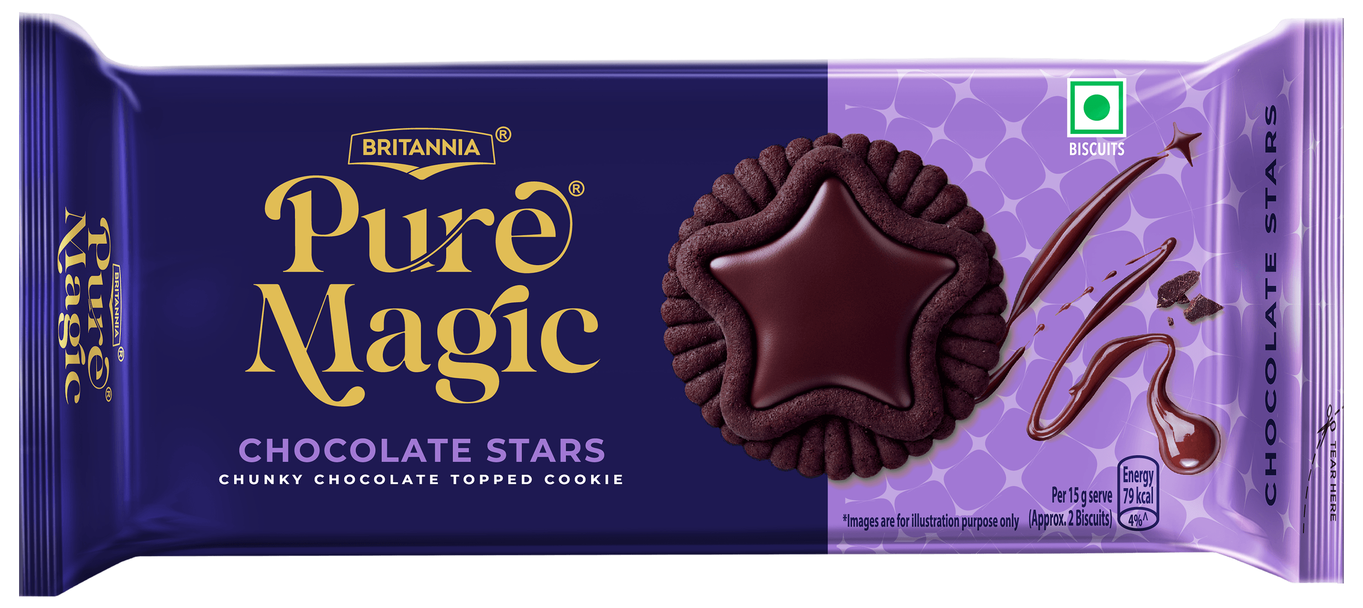 Britannia Pure Magic Choco Stars - Chunky Choco Topped Cookie, 68.9 g